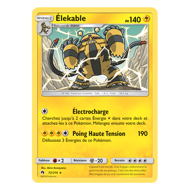 Élekable 72/214 : Joyau Rare de l'extension Pokémon Tonnerre Perdu