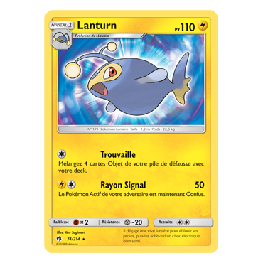 Découvrez Lanturn, carte Rare de la série Tonnerre Perdu