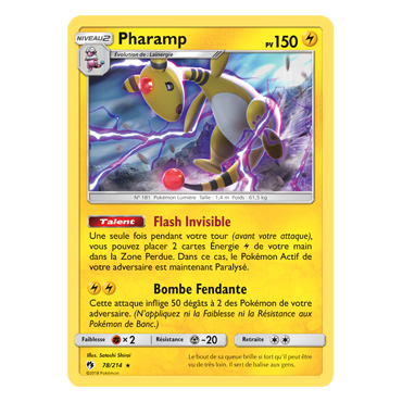 Carte Pharamp - Holographique rare de Pokémon Tonnerre Perdu 78/214