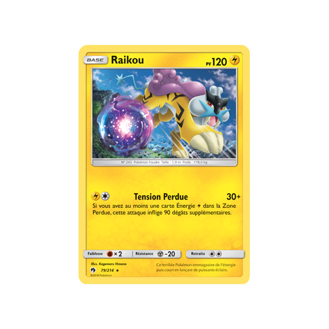 Raikou 79/214 : Joyau Rare de l'extension Pokémon Tonnerre Perdu