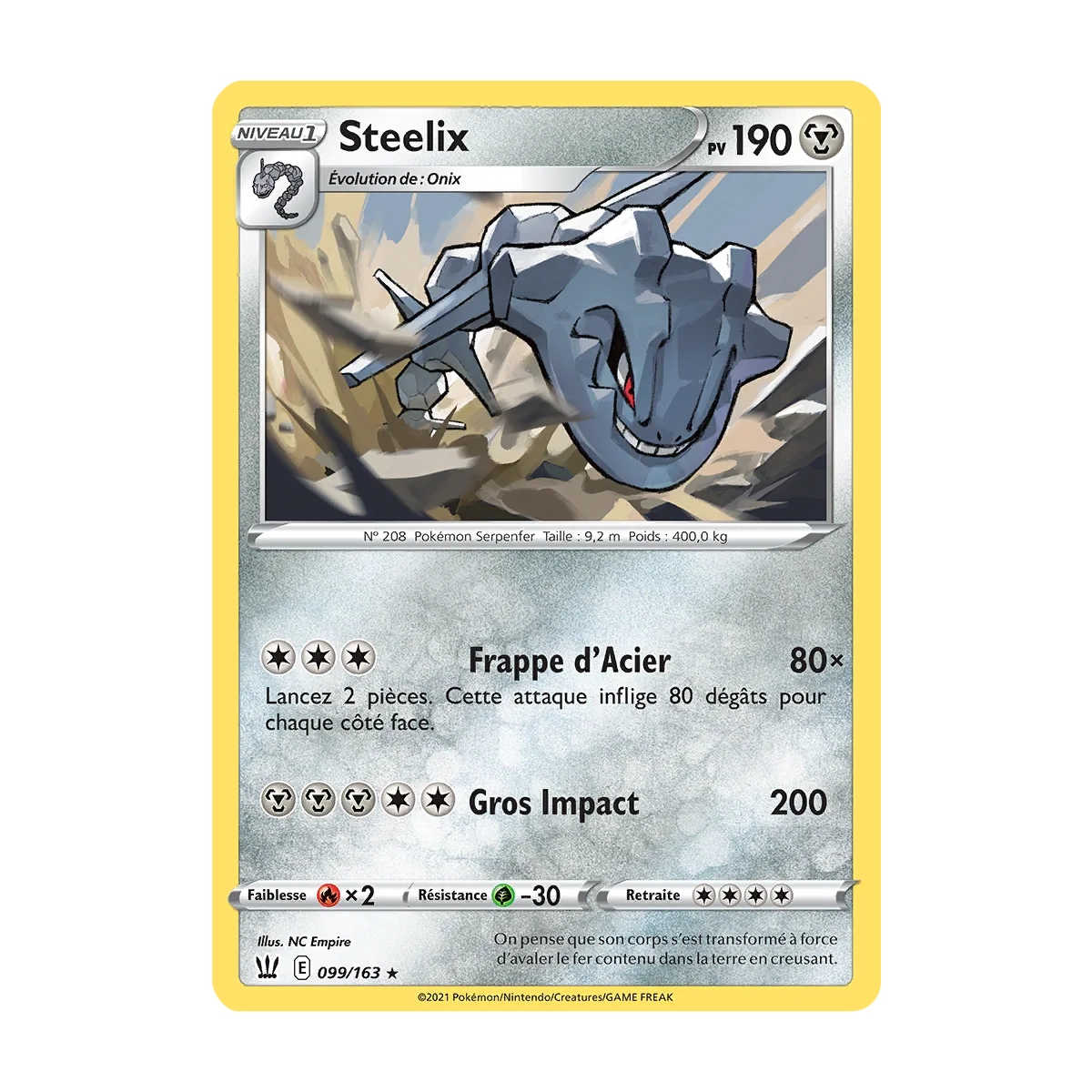 Steelix rare de Pokémon Épée et Bouclier Styles de Combat 099/163