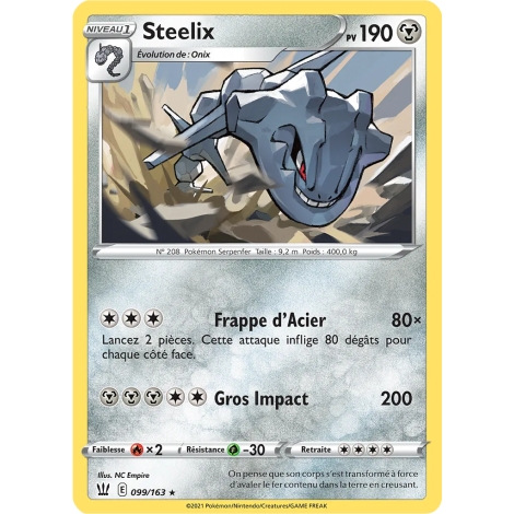 Steelix rare de Pokémon Épée et Bouclier Styles de Combat 099/163