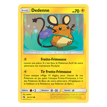 Dedenne 84/214 : Joyau Commune de l'extension Pokémon Tonnerre Perdu