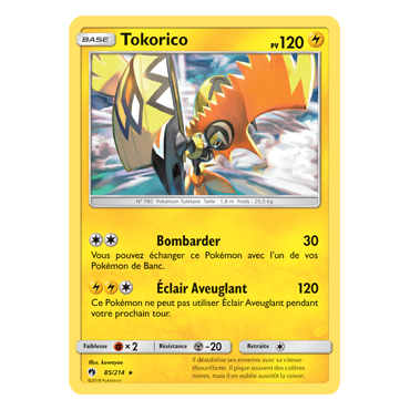 Tokorico 85/214 : Joyau Holographique rare de l'extension Pokémon Tonnerre Perdu