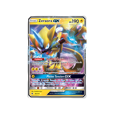 Zeraora 86/214 : Joyau Holographique rare GX de l'extension Pokémon Tonnerre Perdu