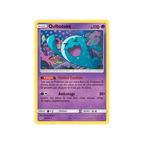 Qulbutoké 93/214 : Joyau Rare de l'extension Pokémon Tonnerre Perdu