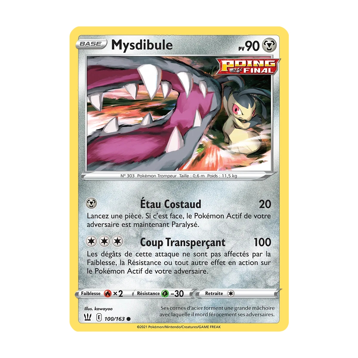 Carte Mysdibule - Commune (Brillante) de Pokémon Épée et Bouclier Styles de Combat 100/163