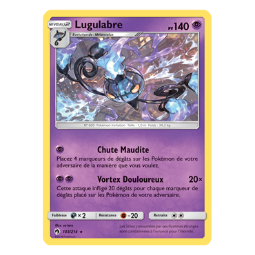 Carte Lugulabre - Holographique rare de Pokémon Tonnerre Perdu 103/214