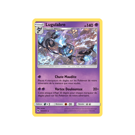 Carte Lugulabre - Holographique rare de Pokémon Tonnerre Perdu 103/214