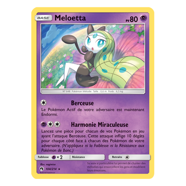 Carte Meloetta - Rare de Pokémon Tonnerre Perdu 104/214