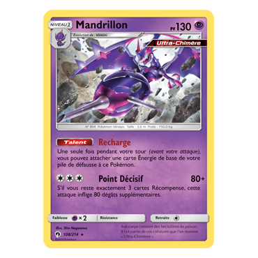 Carte Mandrillon - Holographique rare de Pokémon Tonnerre Perdu 108/214