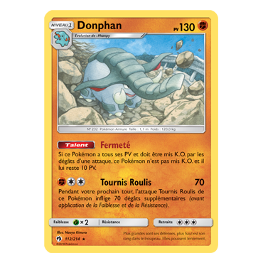 Carte Donphan - Rare de Pokémon Tonnerre Perdu 112/214