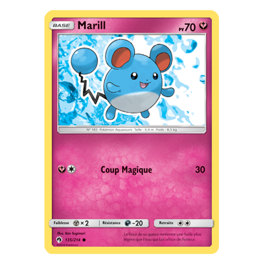 Marill 135/214 : Joyau Commune de l'extension Pokémon Tonnerre Perdu