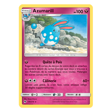 Découvrez Azumarill, carte Rare de la série Tonnerre Perdu
