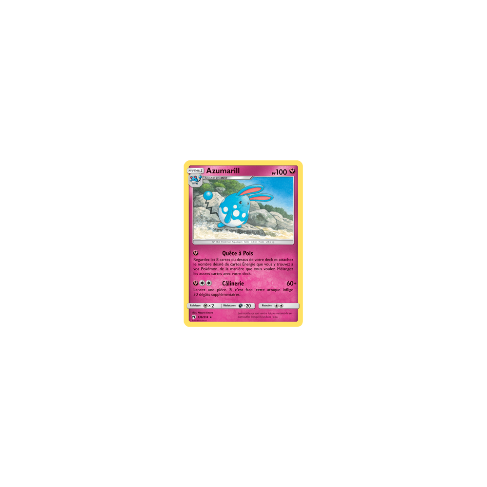 Découvrez Azumarill, carte Rare de la série Tonnerre Perdu