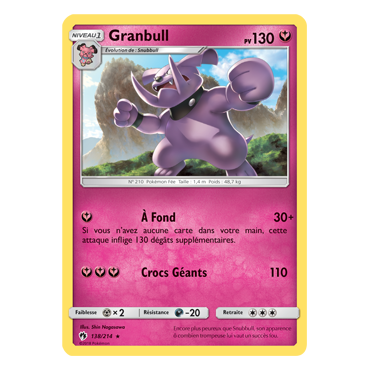 Carte Granbull - Rare de Pokémon Tonnerre Perdu 138/214