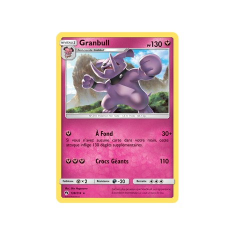 Carte Granbull - Rare de Pokémon Tonnerre Perdu 138/214