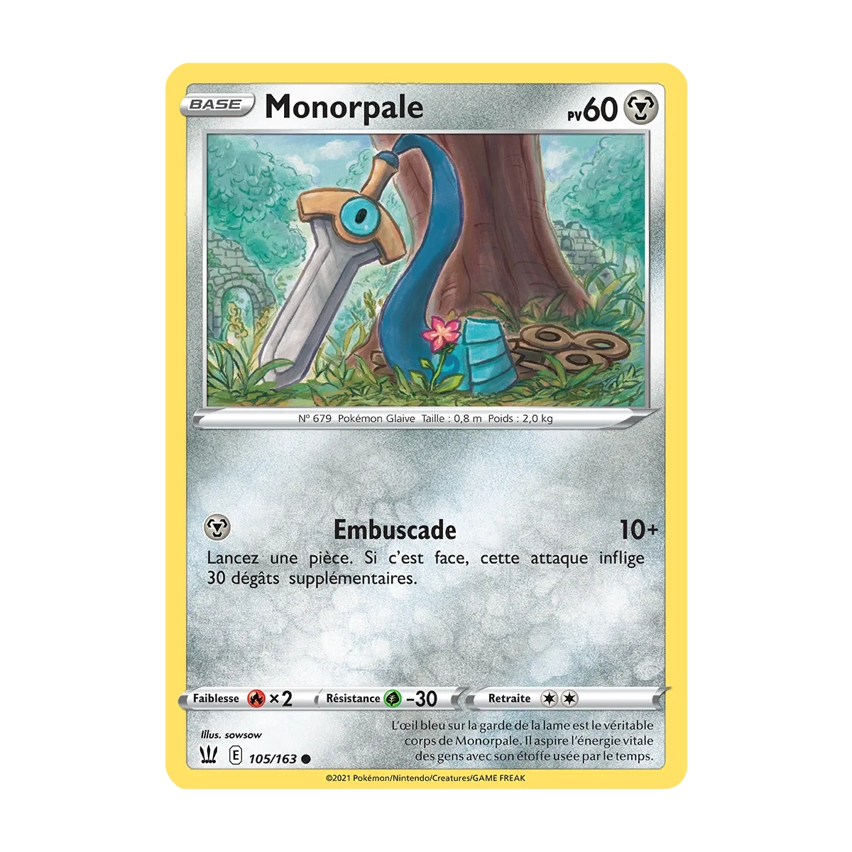 Monorpale 105/163 : Joyau Commune (Brillante) de l'extension Pokémon Épée et Bouclier Styles de Combat