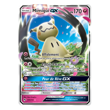 Carte Mimiqui - Holographique rare GX de Pokémon Tonnerre Perdu 149/214