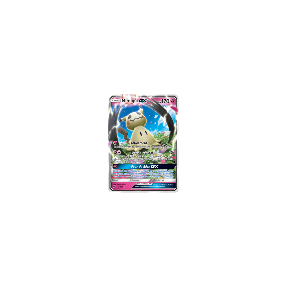 Carte Mimiqui - Holographique rare GX de Pokémon Tonnerre Perdu 149/214