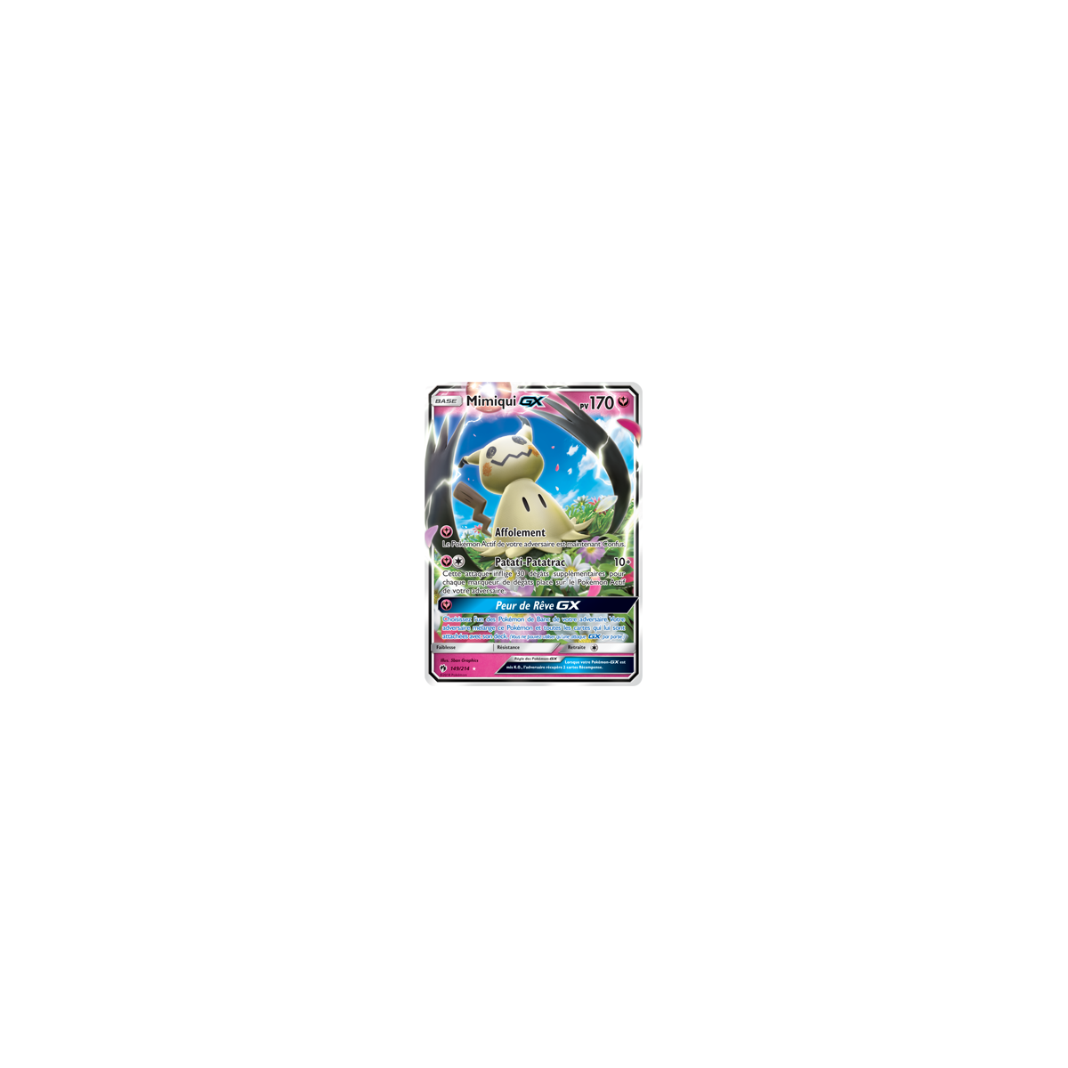 Carte Mimiqui - Holographique rare GX de Pokémon Tonnerre Perdu 149/214