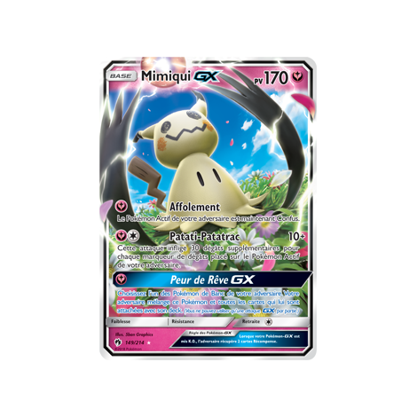 Carte Mimiqui - Holographique rare GX de Pokémon Tonnerre Perdu 149/214