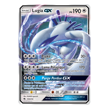 Lugia 159/214 : Joyau Holographique rare GX de l'extension Pokémon Tonnerre Perdu