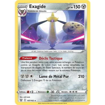 Exagide 107/163 extension Pokémon Épée et Bouclier Styles de Combat