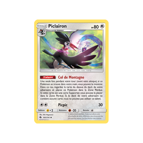 Piclairon 165/214 : Joyau Peu commune de l'extension Pokémon Tonnerre Perdu