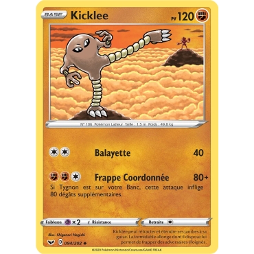 Kicklee 094/202 : Joyau Peu commune (Brillante) de l'extension Pokémon Épée et Bouclier