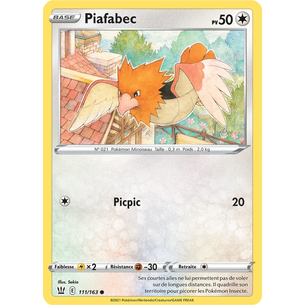 Carte Piafabec - Commune (Brillante) de Pokémon Épée et Bouclier Styles de Combat 111/163