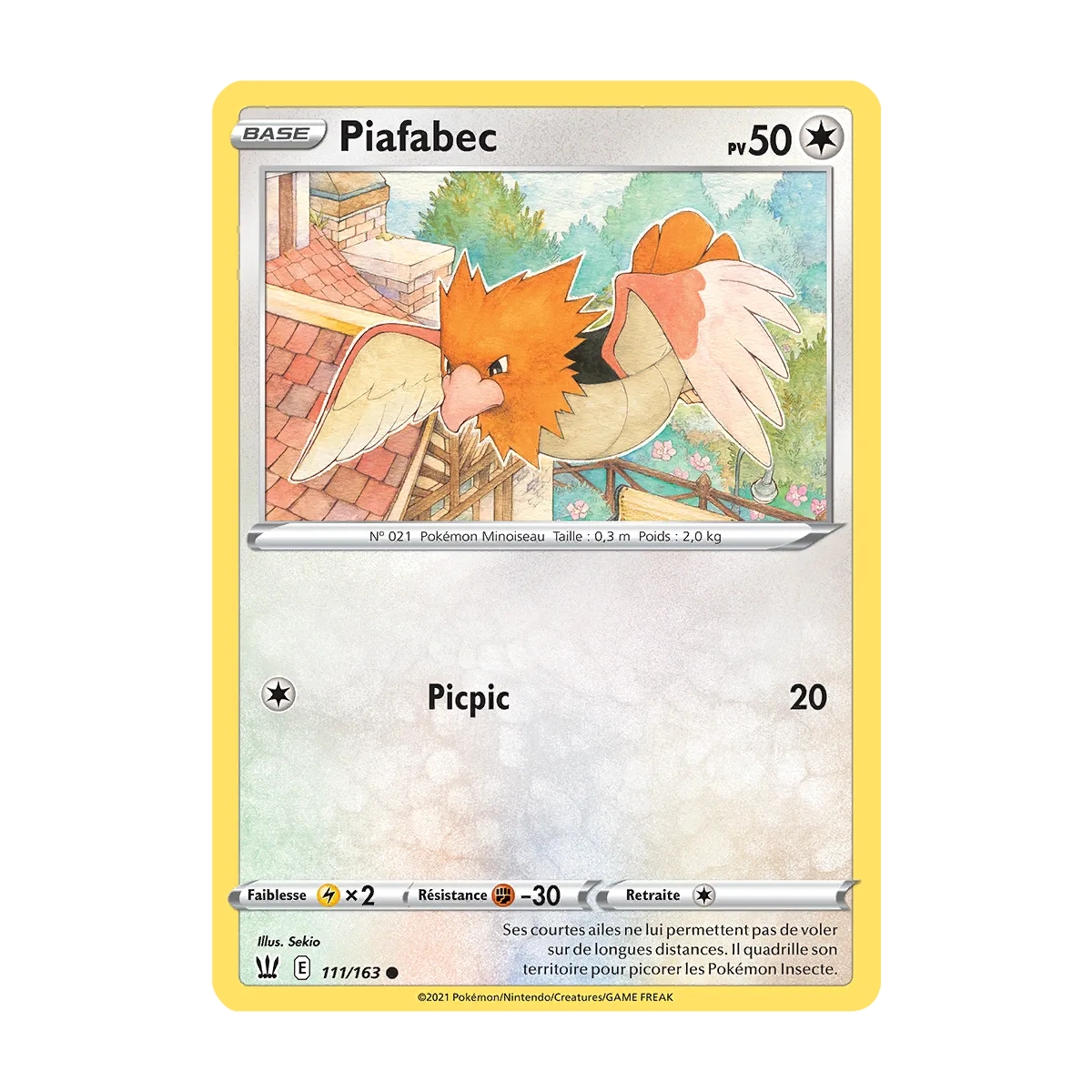 Carte Piafabec - Commune (Brillante) de Pokémon Épée et Bouclier Styles de Combat 111/163