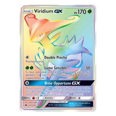 Viridium 217/214 : Joyau Arc-en-ciel rare de l'extension Pokémon Tonnerre Perdu