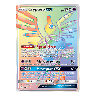 Carte Cryptéro - Arc-en-ciel rare de Pokémon Tonnerre Perdu 222/214
