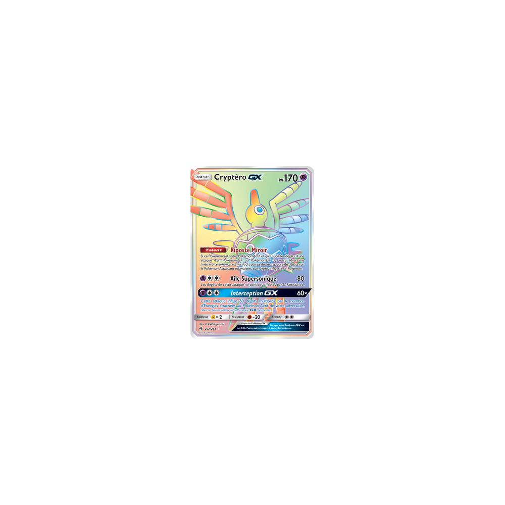 Carte Cryptéro - Arc-en-ciel rare de Pokémon Tonnerre Perdu 222/214