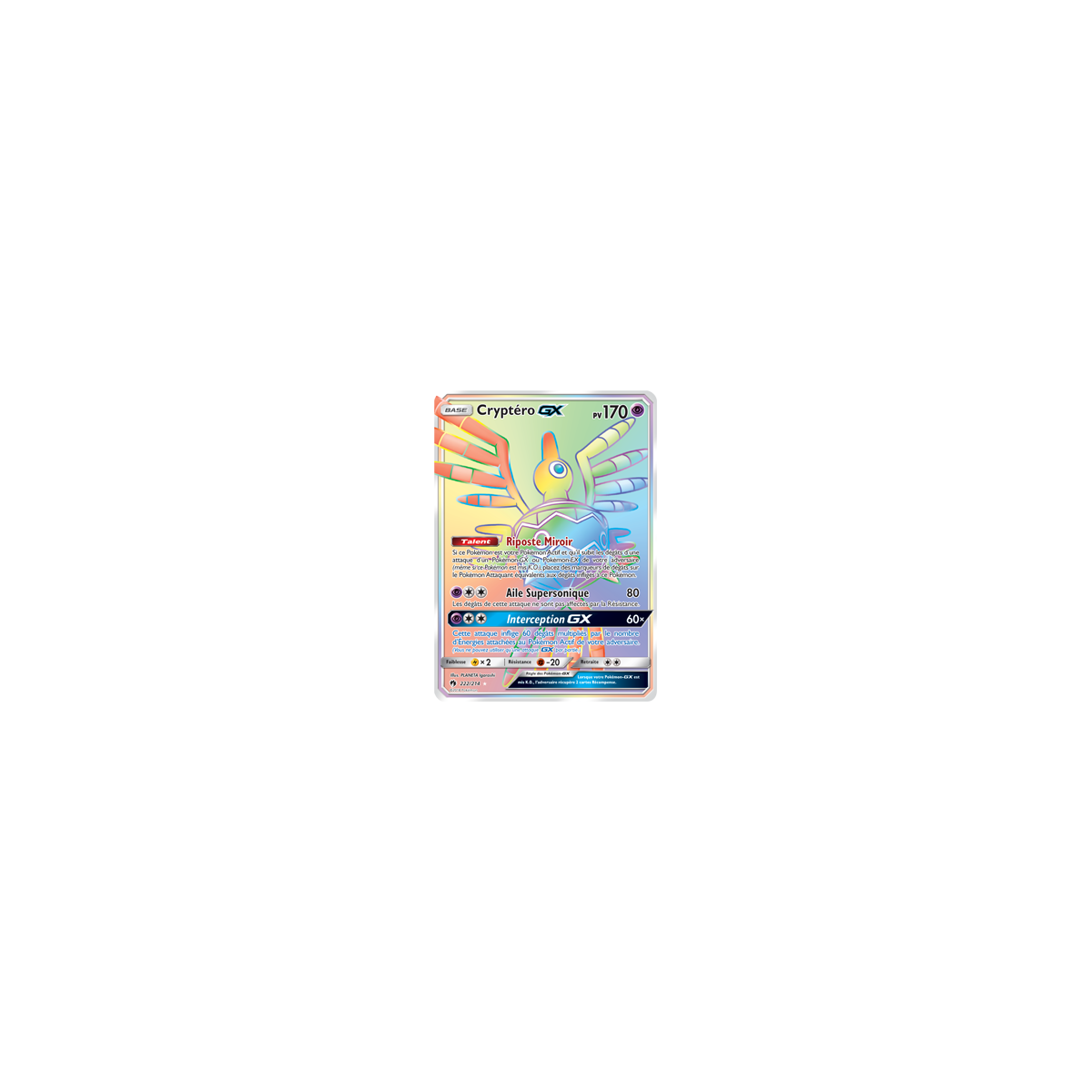 Carte Cryptéro - Arc-en-ciel rare de Pokémon Tonnerre Perdu 222/214