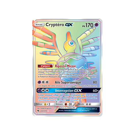 Carte Cryptéro - Arc-en-ciel rare de Pokémon Tonnerre Perdu 222/214