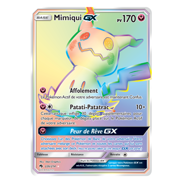 Carte Mimiqui - Arc-en-ciel rare de Pokémon Tonnerre Perdu 226/214