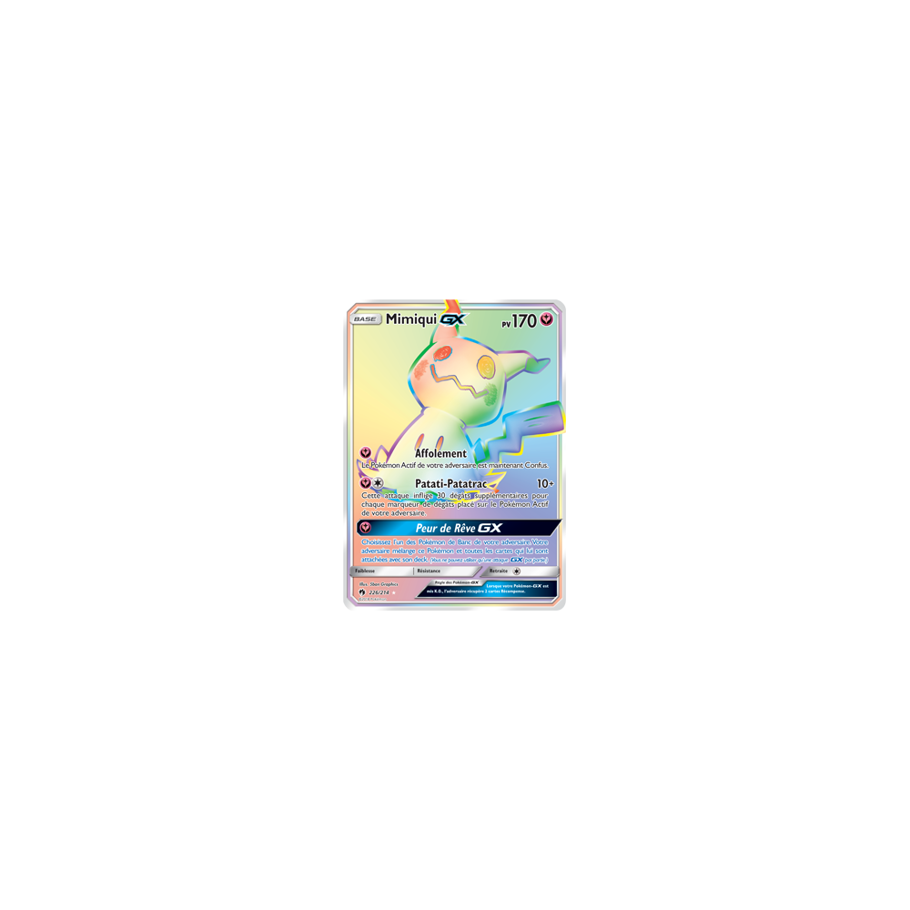 Carte Mimiqui - Arc-en-ciel rare de Pokémon Tonnerre Perdu 226/214