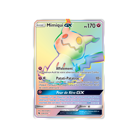 Carte Mimiqui - Arc-en-ciel rare de Pokémon Tonnerre Perdu 226/214