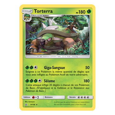 Carte Torterra - Holographique rare de Pokémon Ultra-Prisme 9/156