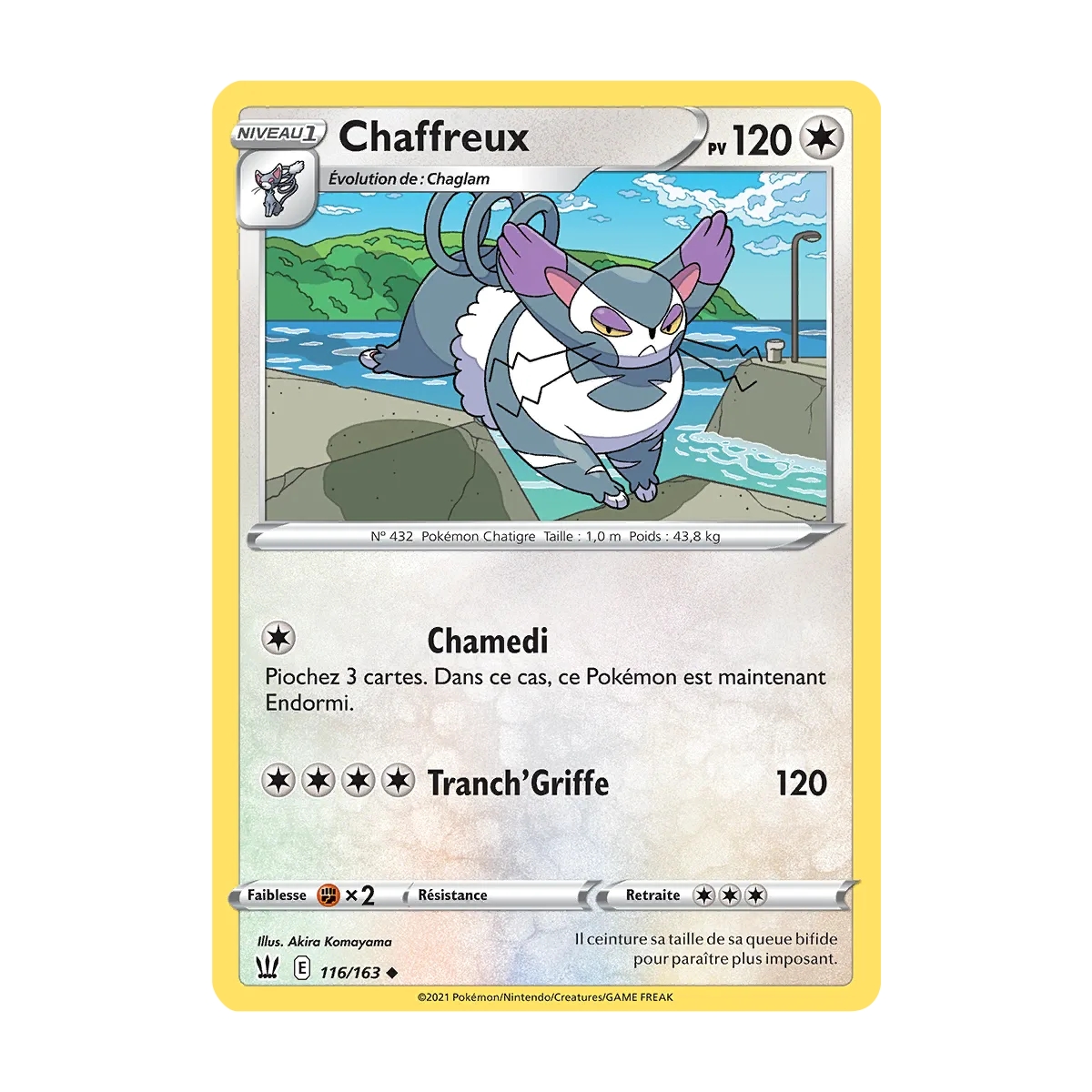 Carte Chaffreux - Peu commune (Brillante) de Pokémon Épée et Bouclier Styles de Combat 116/163