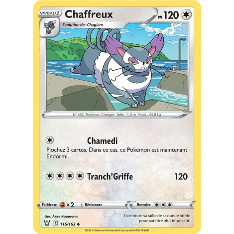 Carte Chaffreux - Peu commune (Brillante) de Pokémon Épée et Bouclier Styles de Combat 116/163