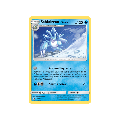 Carte Sablaireau d'Alola - Rare de Pokémon Ultra-Prisme 29/156