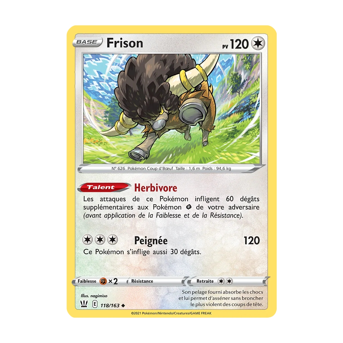 Carte Frison - Peu commune (Brillante) de Pokémon Épée et Bouclier Styles de Combat 118/163