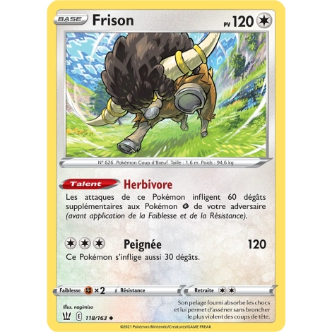 Carte Frison - Peu commune (Brillante) de Pokémon Épée et Bouclier Styles de Combat 118/163