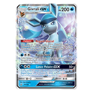 Carte Givrali - Holographique rare GX de Pokémon Ultra-Prisme 39/156