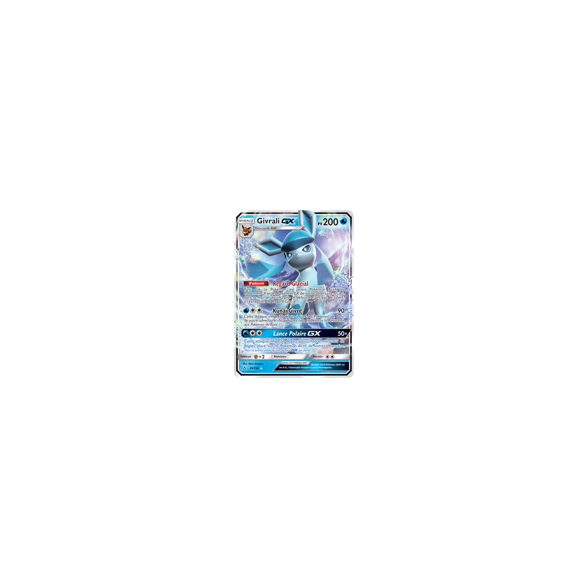 Carte Givrali - Holographique rare GX de Pokémon Ultra-Prisme 39/156