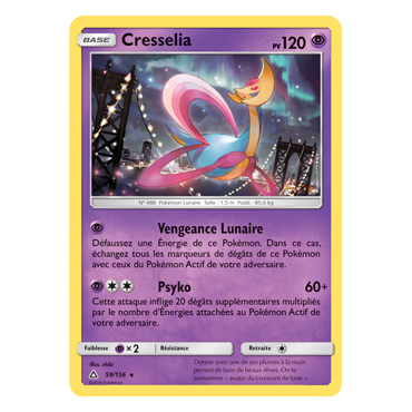 Cresselia 59/156 : Joyau Holographique rare de l'extension Pokémon Ultra-Prisme