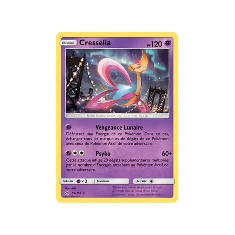 Cresselia 59/156 : Joyau Holographique rare de l'extension Pokémon Ultra-Prisme